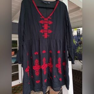 Anandas Collection ❤️ Black Dress with Red Embroidery Valentine’s (XL)